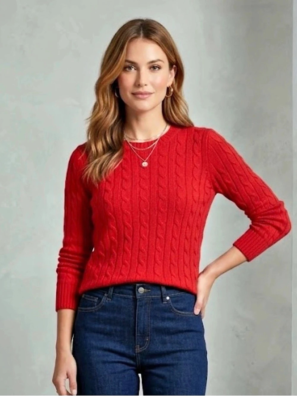 Vision Contemporaine Cable Knit Red Sweater